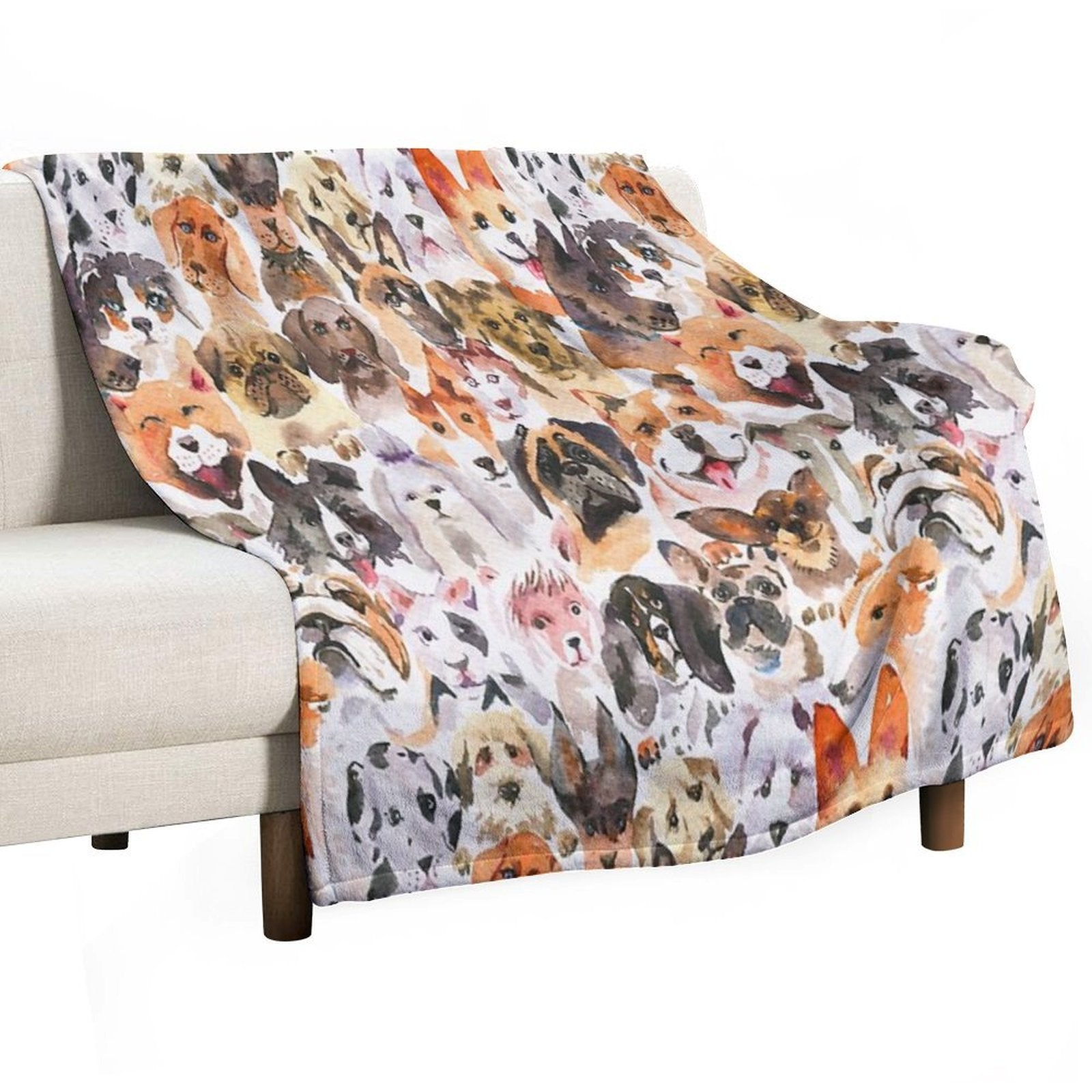 Cute Watercolor Dogs Lightweight Throw Blanket