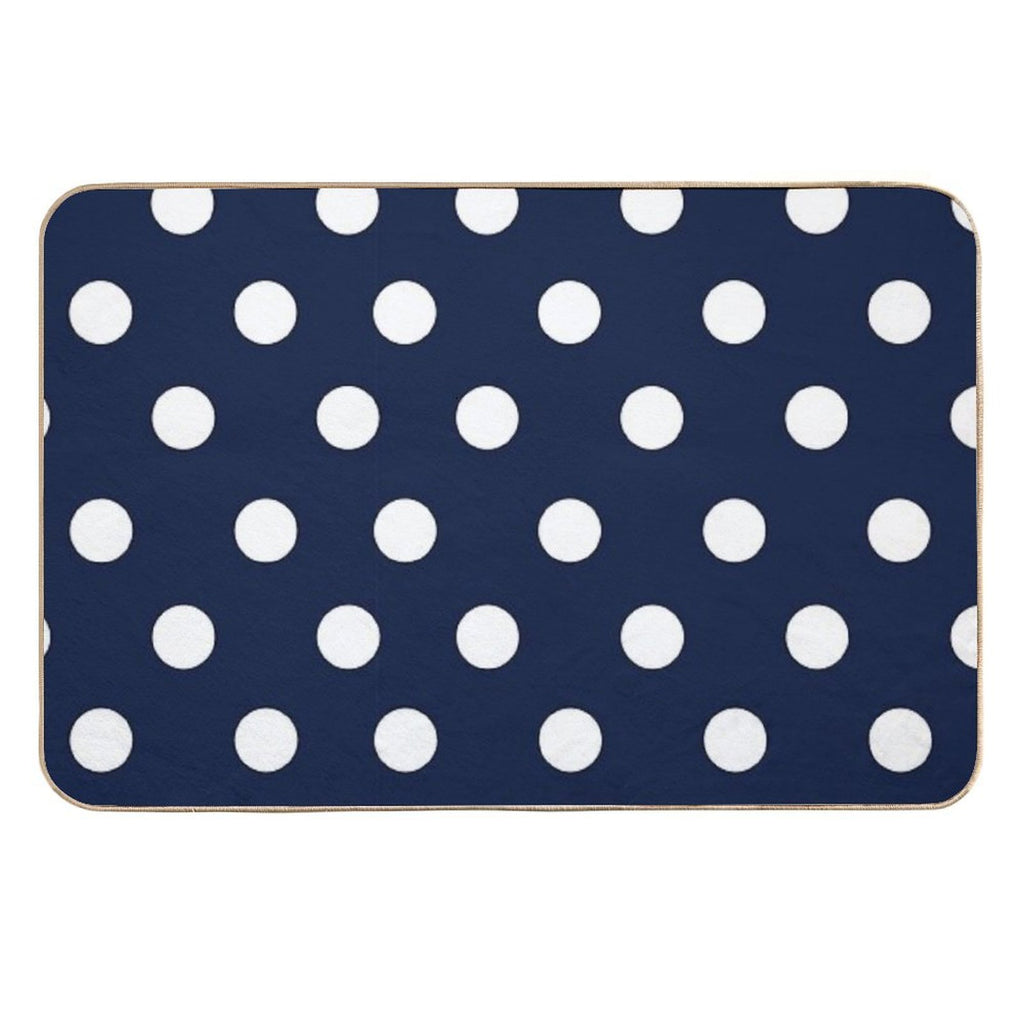 Navy Blue And White Large Polka Dot  Slip-Resistant Bath Mat