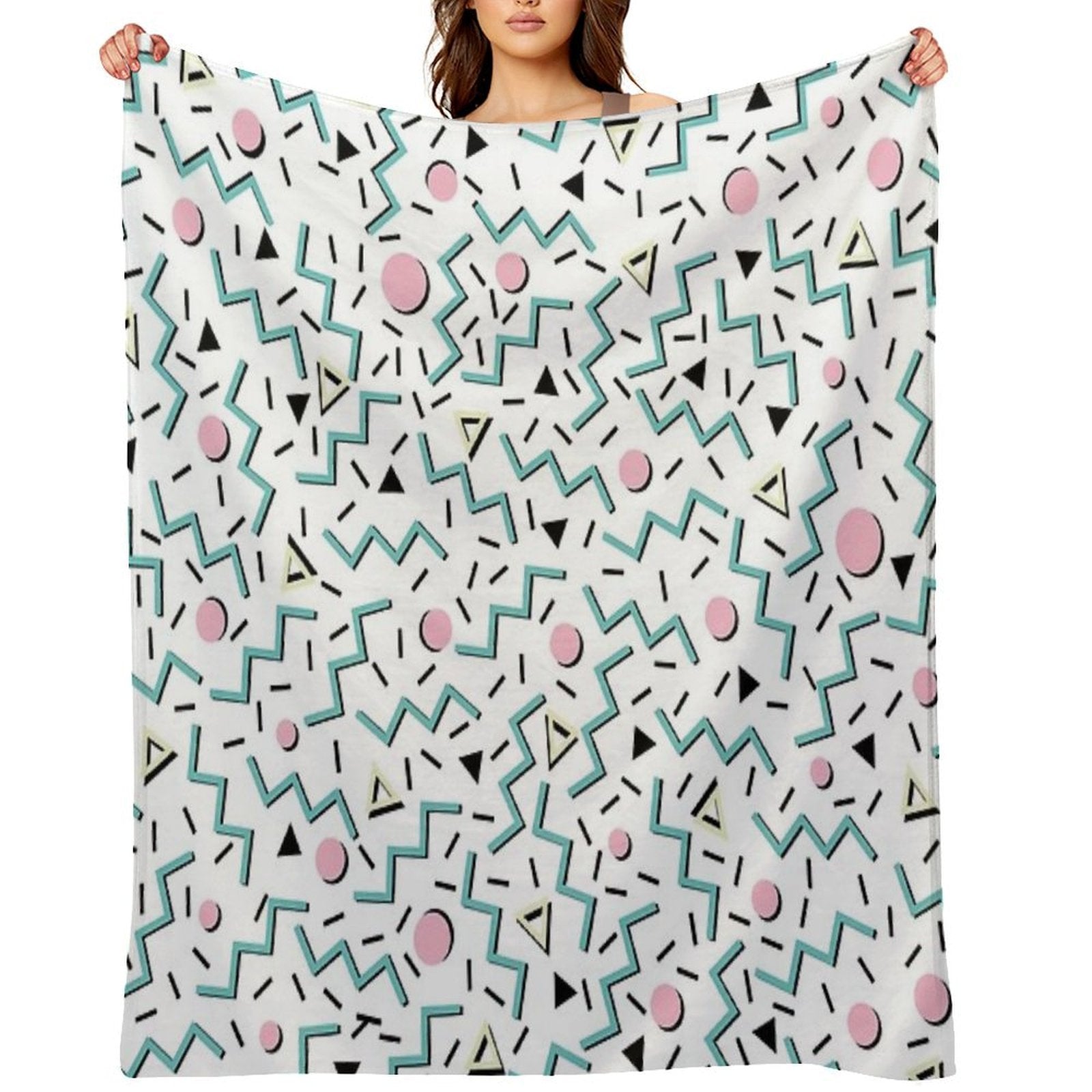 Back to The 80's Eighties, Funky Memphis Pattern Design All-season Throw Blanket