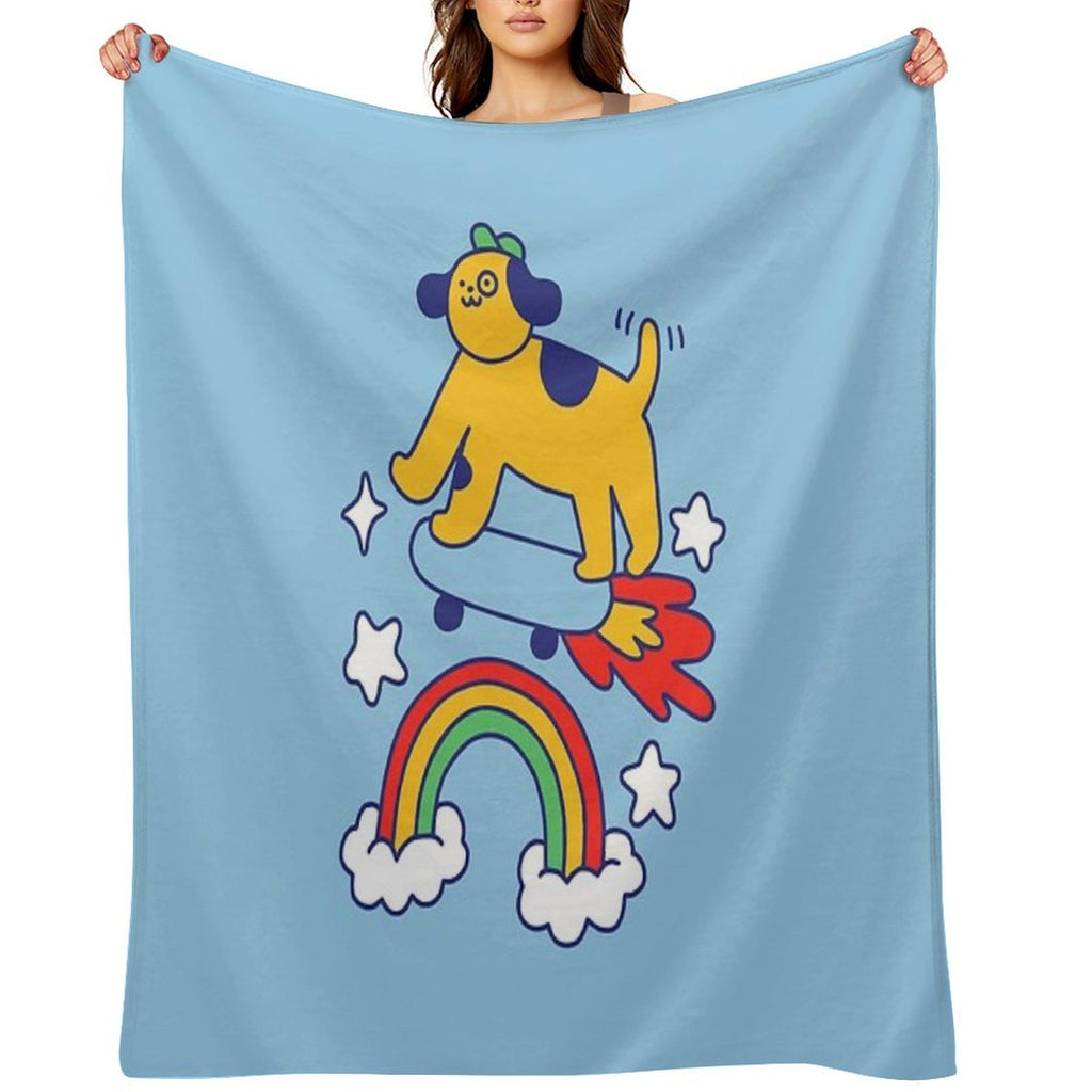 Dog Flying On A Skateboard Anti-pilling Throw Blanket