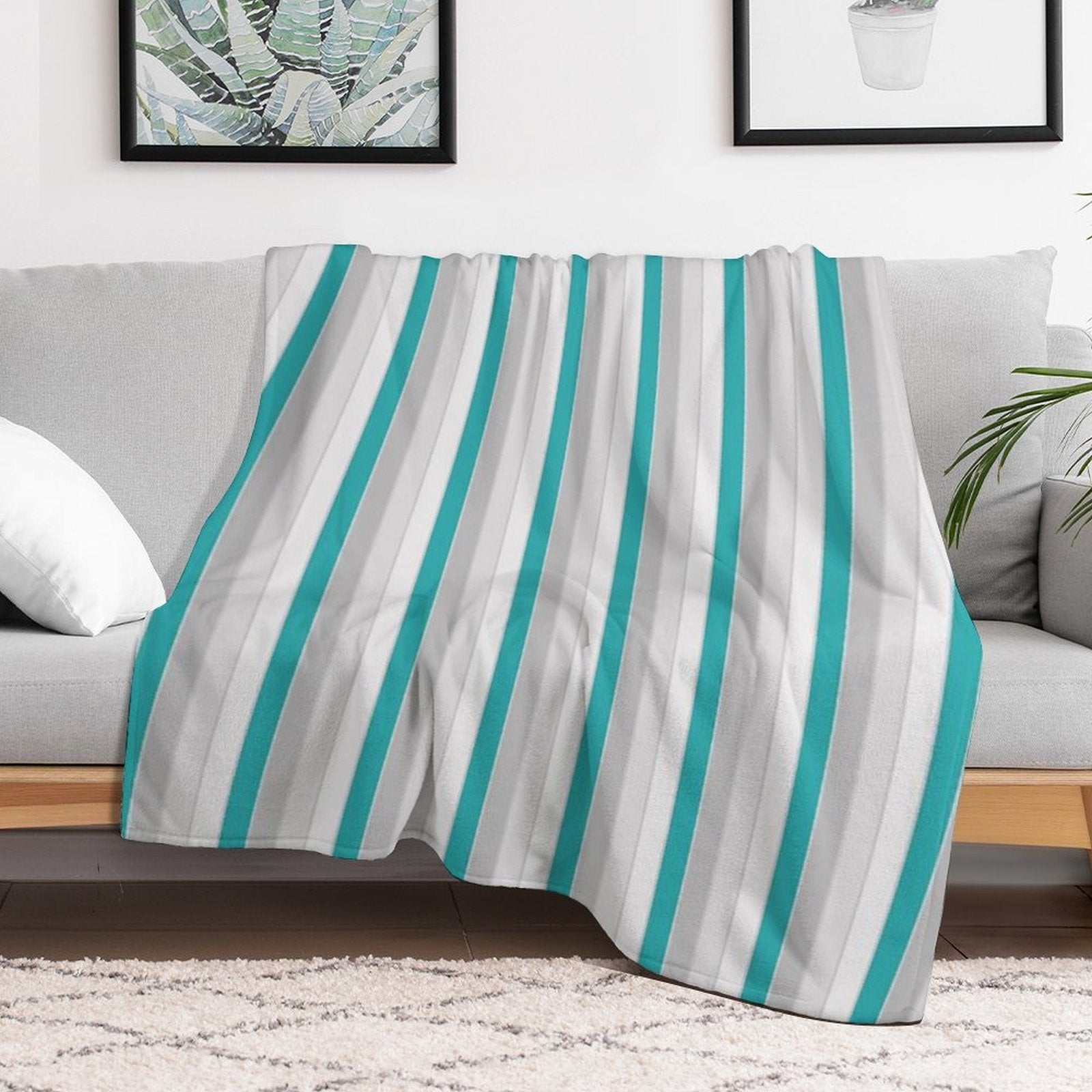 Multicolor Bright Diagonal Thick Stripe Lines Boundless Decor Multi-functional Throw Blanket