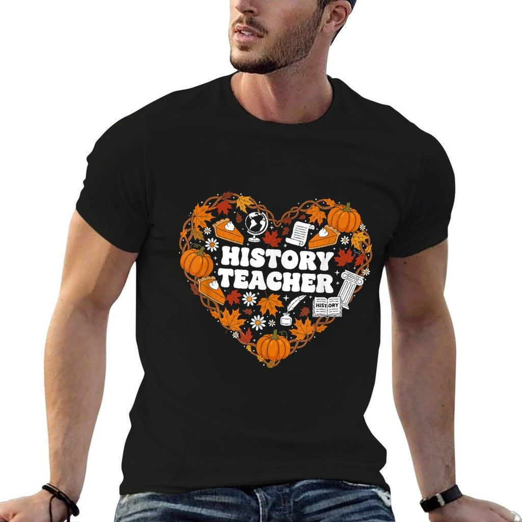 History Teacher Heart Autumn Thanksgiving Womens Mens Kids  Vintage-inspired T-Shirt