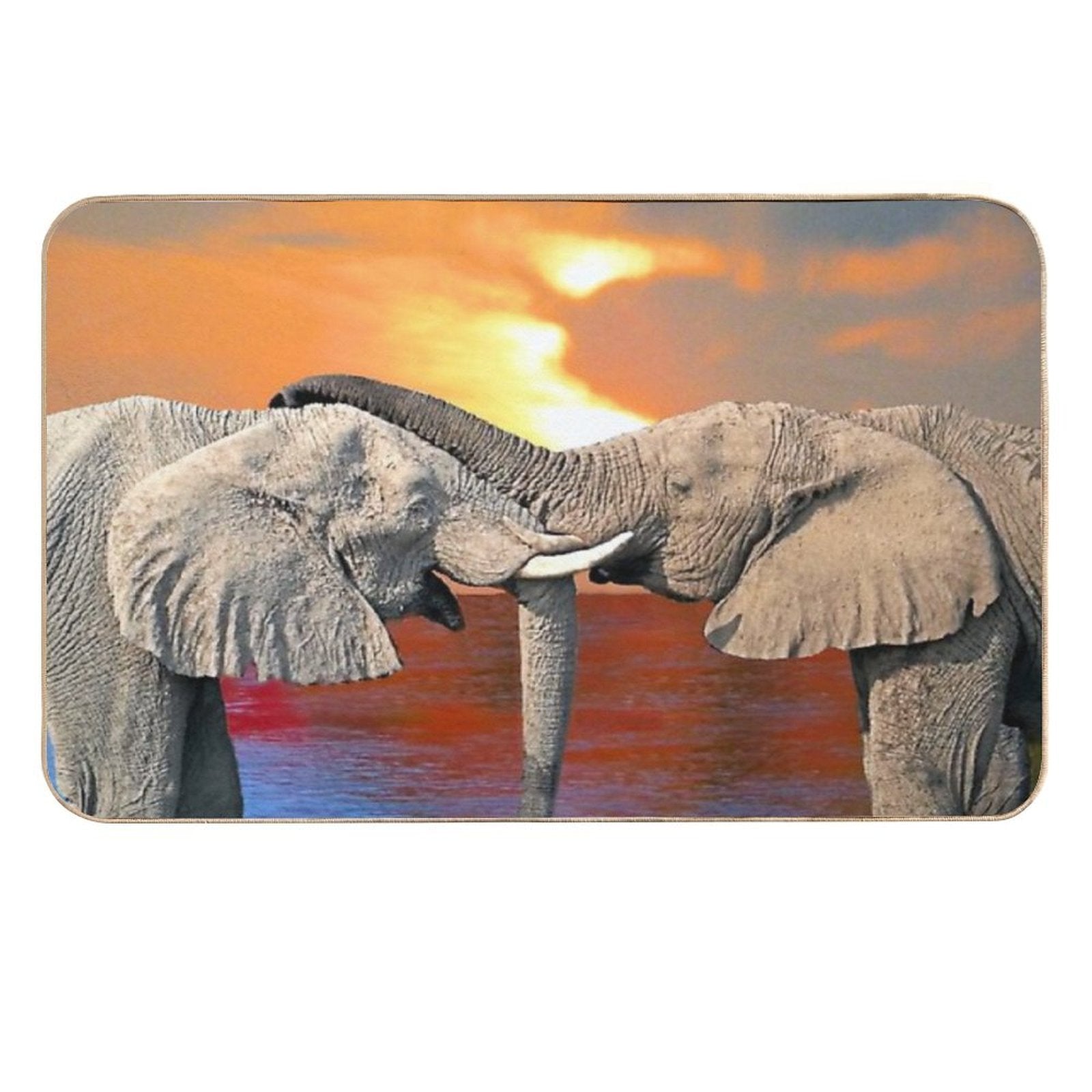 Affectionate Elephants  Anti-Trip Bath Mat