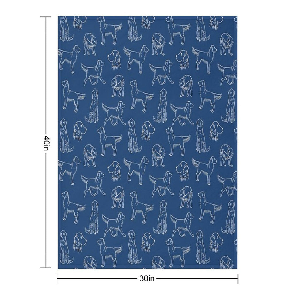 Golden Retriever Pattern (Navy And White) Gift-ready Throw Blanket