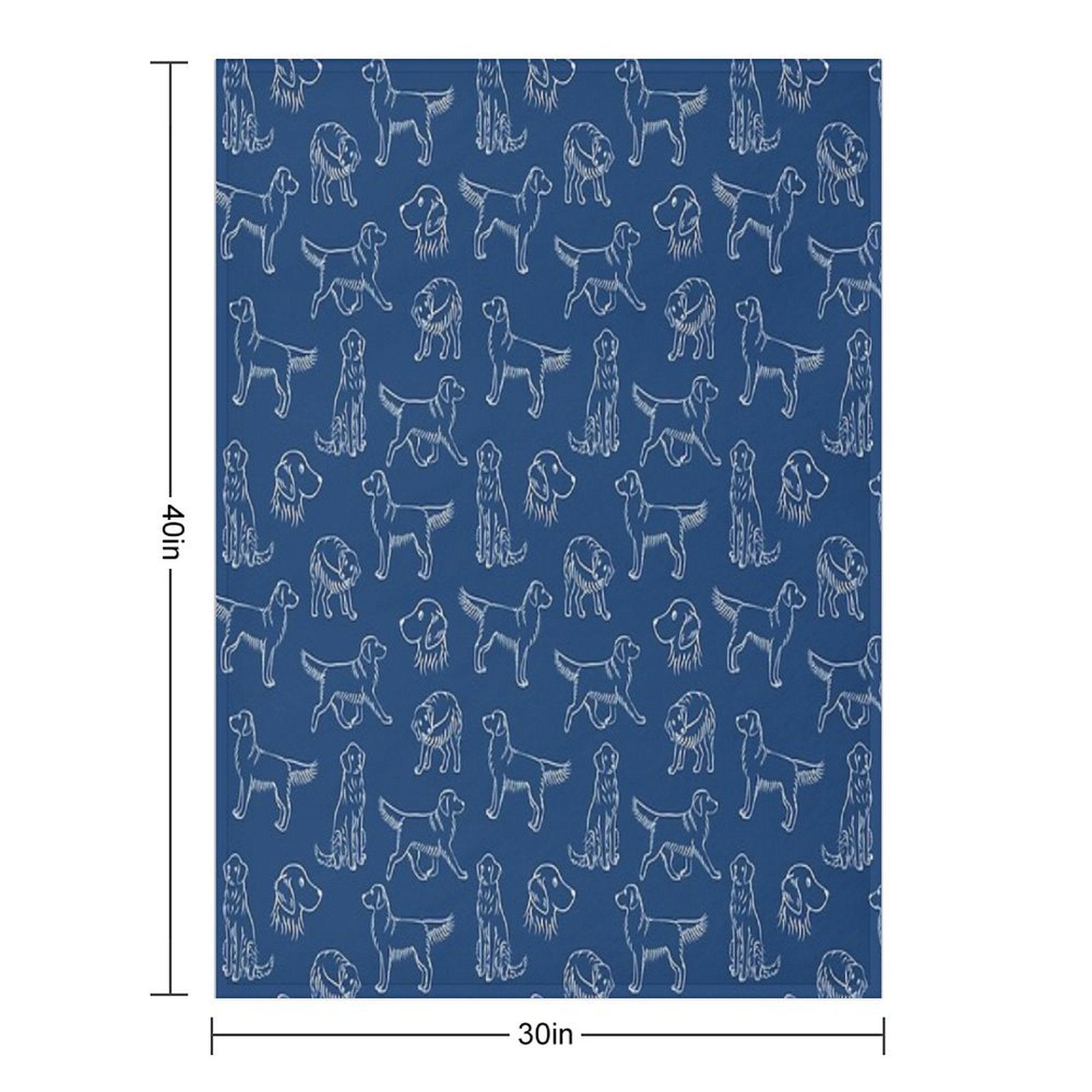 Golden Retriever Pattern (Navy And White) Gift-ready Throw Blanket