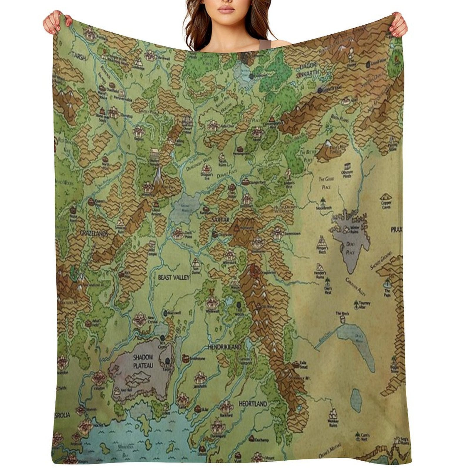 Dragon Pass And Prax Map by Darya Makarava Eco-conscious Throw Blanket