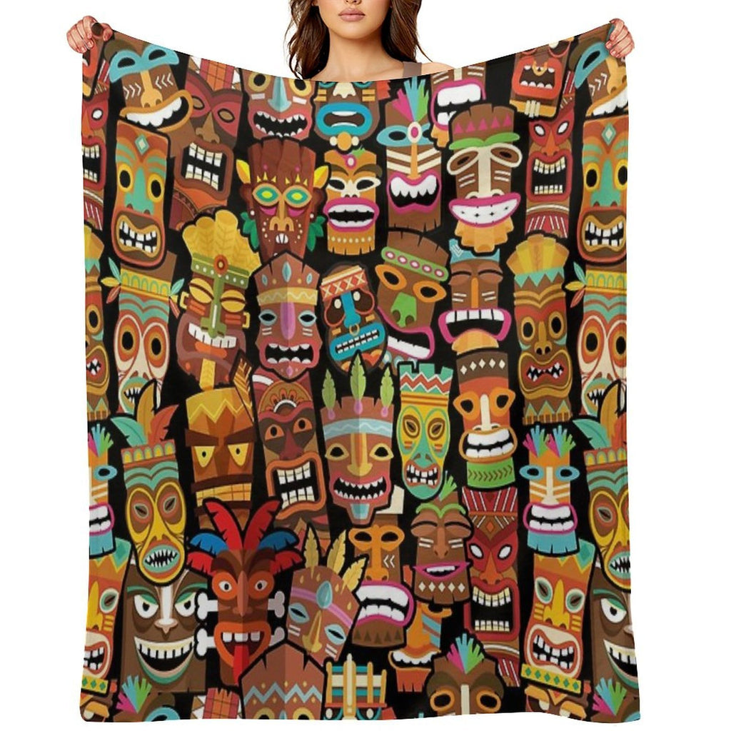 Tiki Pattern Anti-pilling Throw Blanket