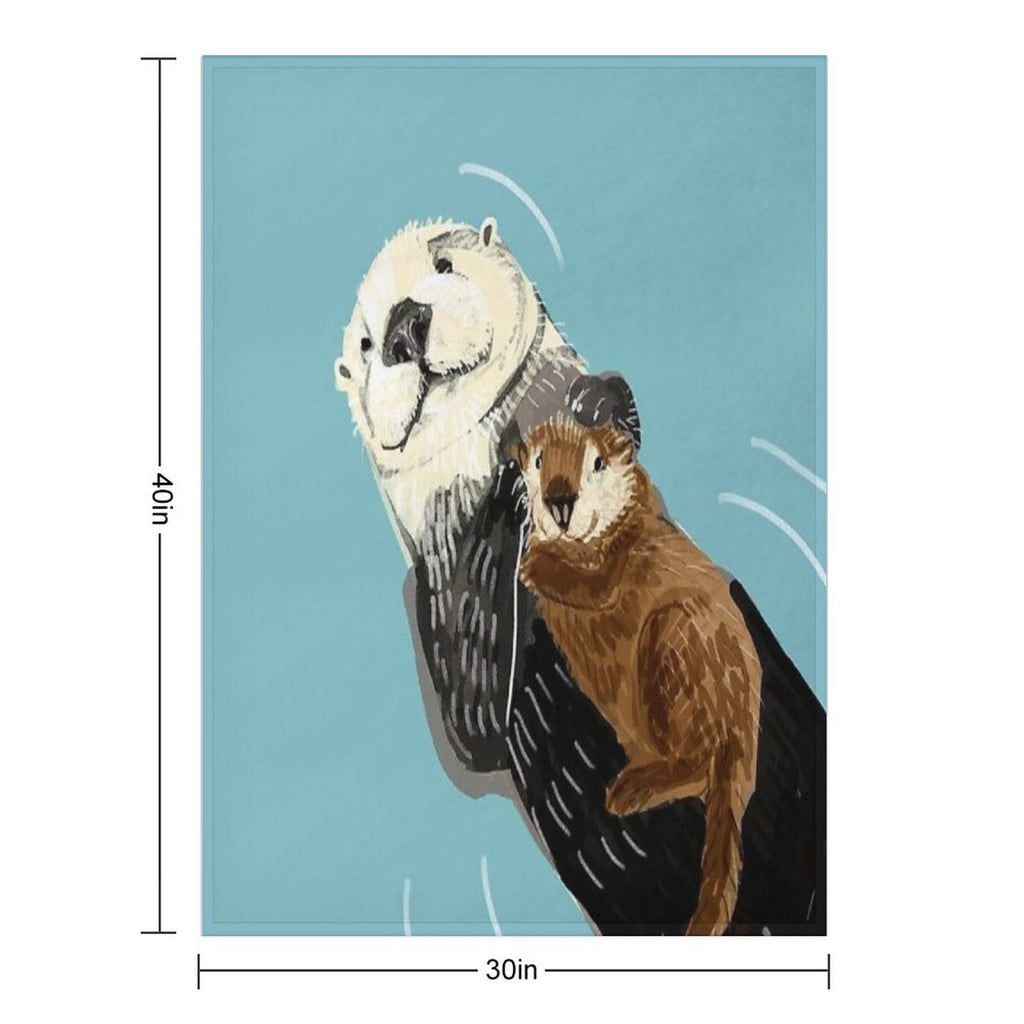 Alaska Sea Otter Mom And Baby Multi-functional Throw Blanket