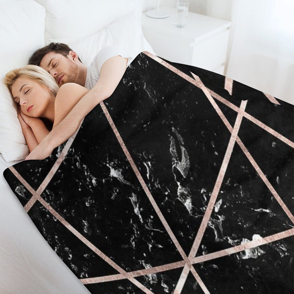 Black Marble Rose Gold Geo Glam #1 #geo #decor #art Machine-washable Throw Blanket