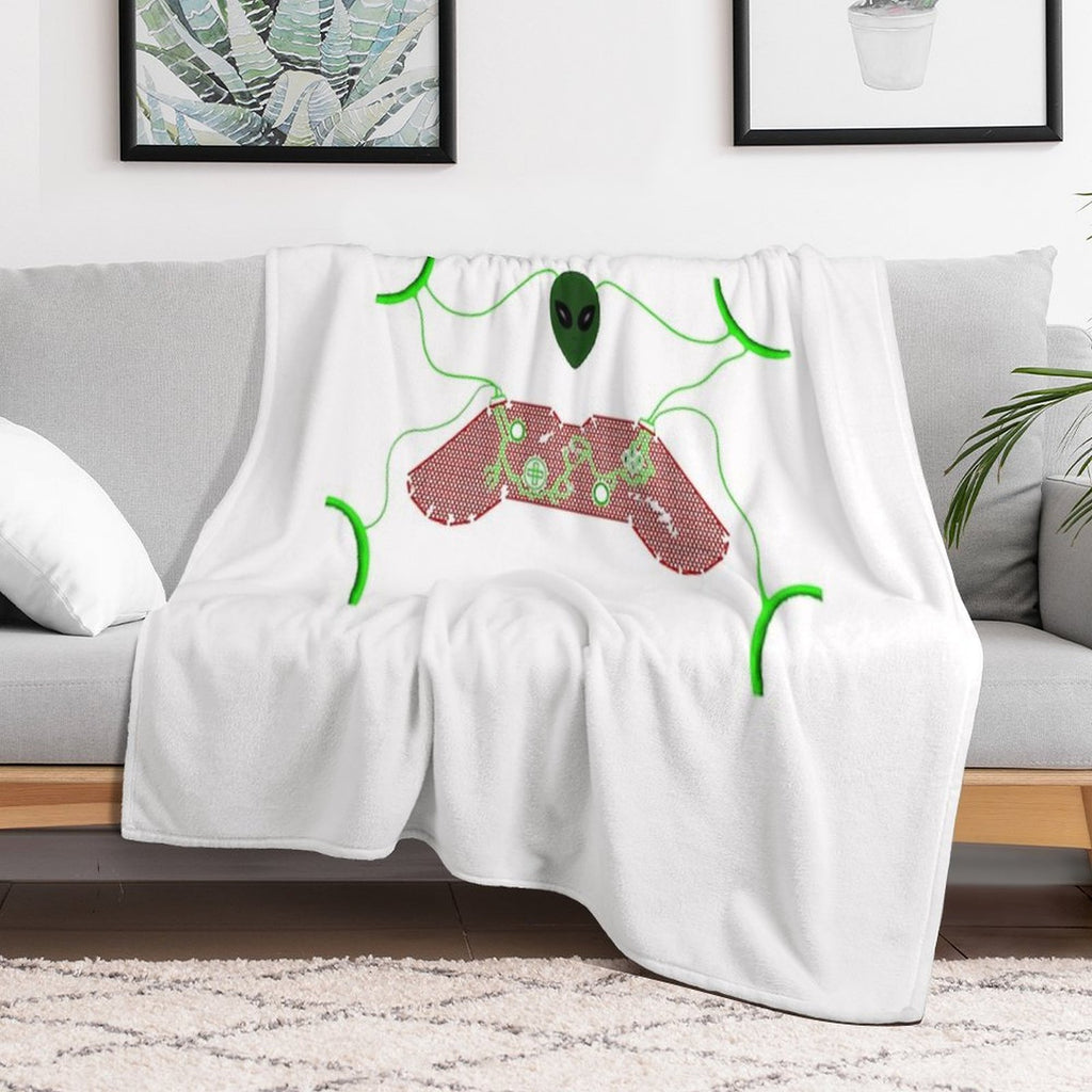 Alien Game Controller Plush Throw Blanket