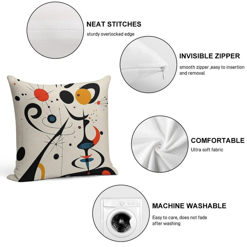 Joan Miro Soft Hidden Zipper Throw Pillow