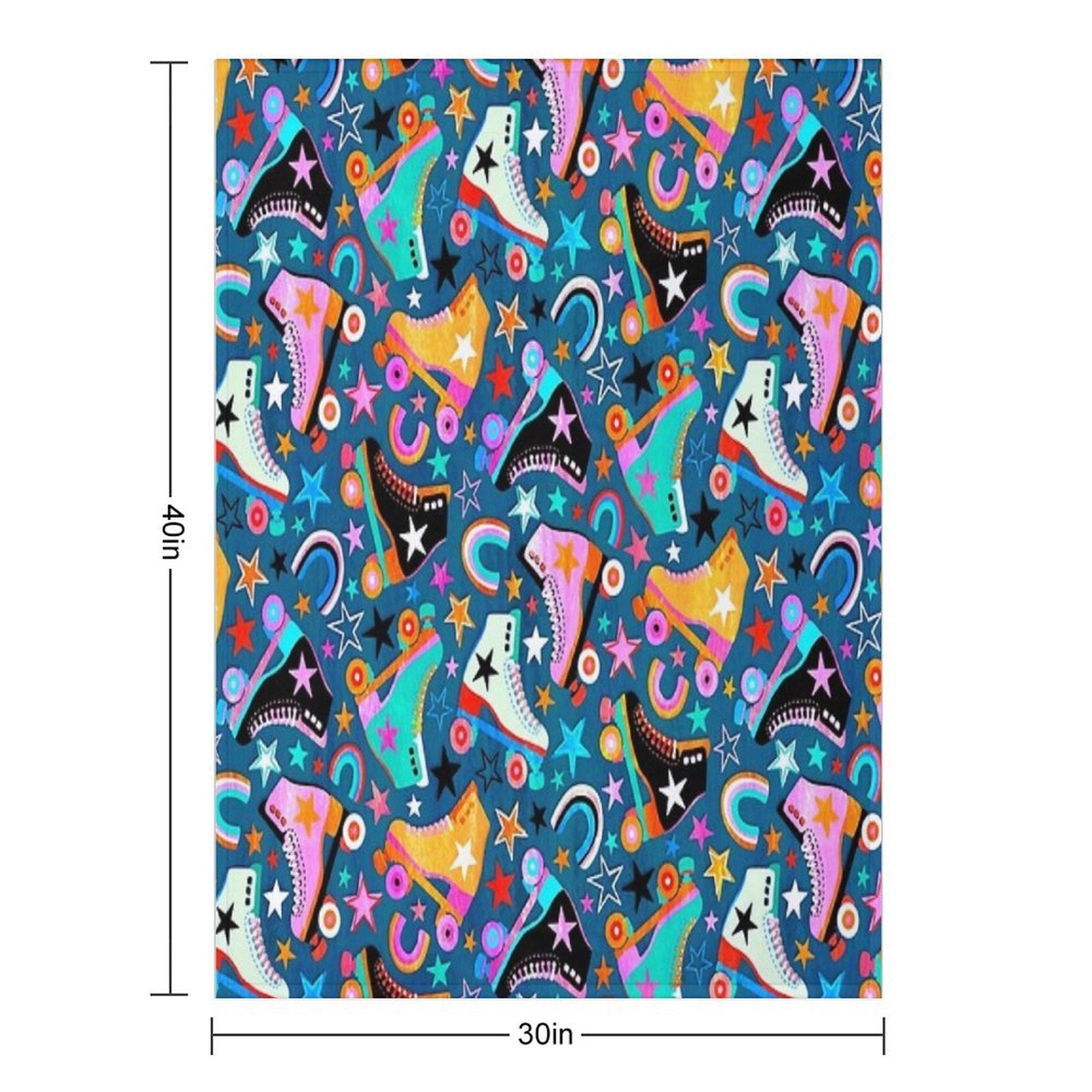 Retro Rainbow Roller Skates And Stars Durable Throw Blanket