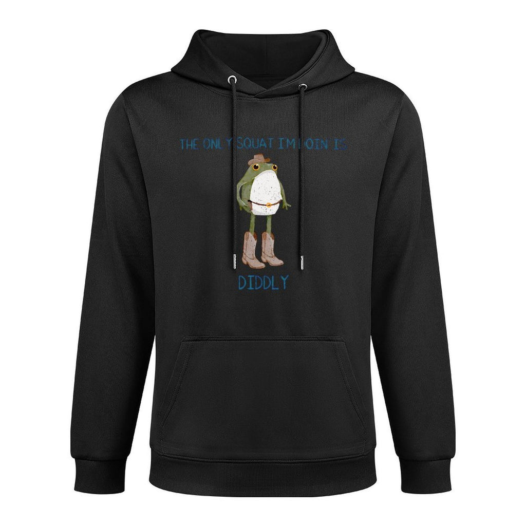 The Only Squat Im Doin Is Diddly Frog Meme Vintage Funny Medium-Weight Fabric Hoodie