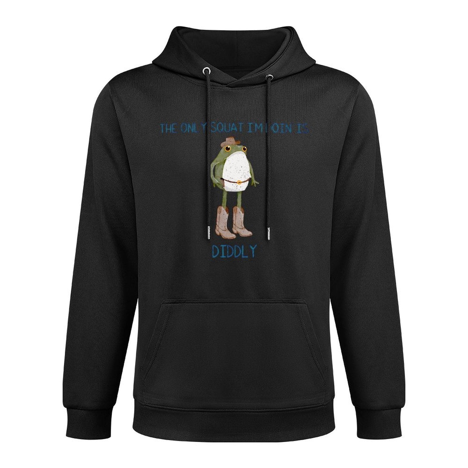 The Only Squat Im Doin Is Diddly Frog Meme Vintage Funny Medium-Weight Fabric Hoodie