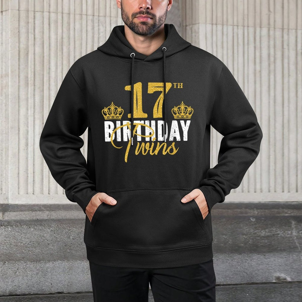 17th Birthday Twins 17 Years Old Party Idea For Boy And Girl Kangaroo Pocket Hoodie