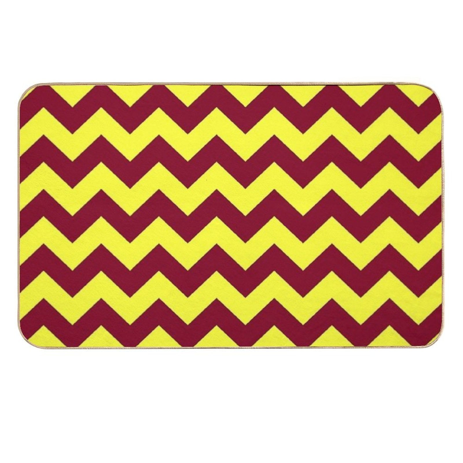 Electric Yellow And Burgundy Red Horizontal Zigzags  Versatile Bath Mat