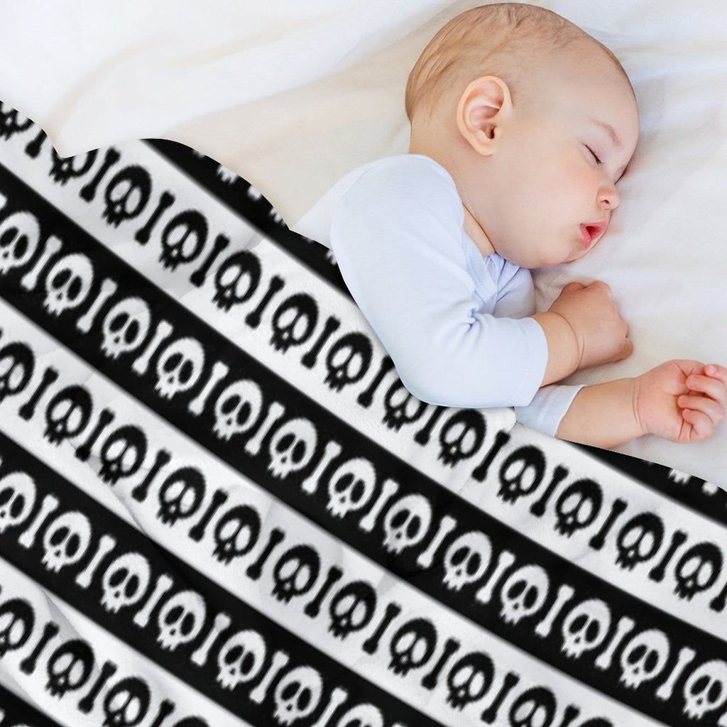 Skeleton Stripes - Black And White Easy Care Throw Blanket