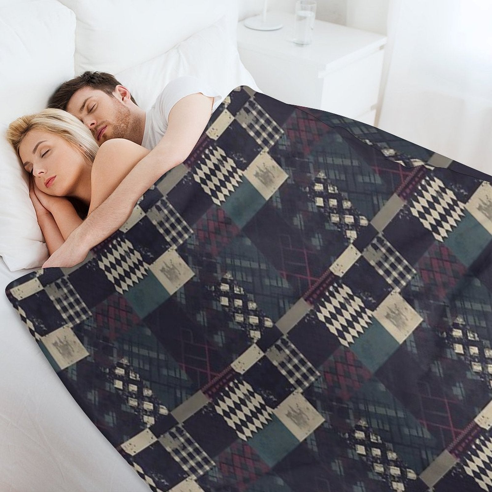 Grunge Tartan Patchwork Multi-functional Throw Blanket