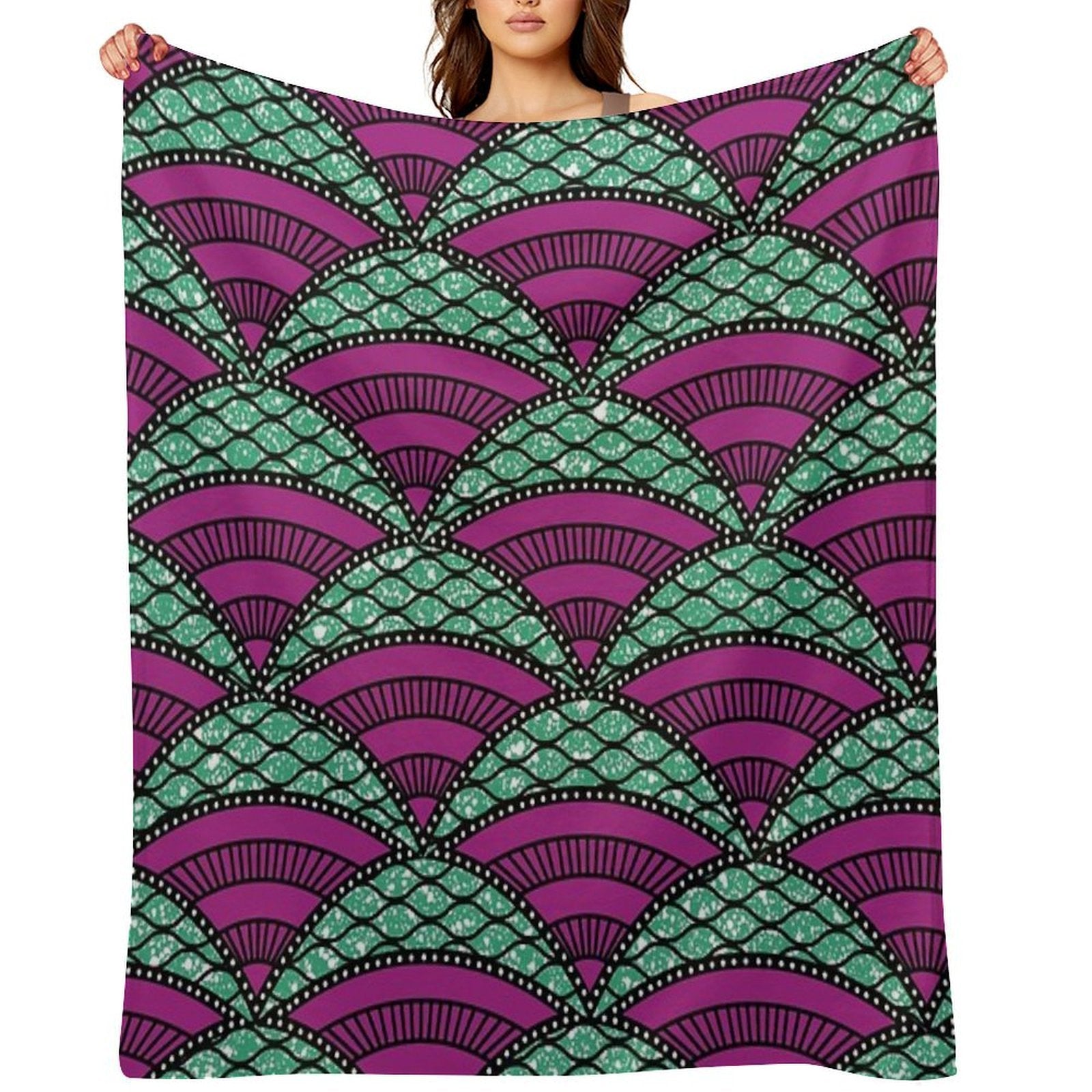 Afro Ankara Wax Print 14 All-season Throw Blanket
