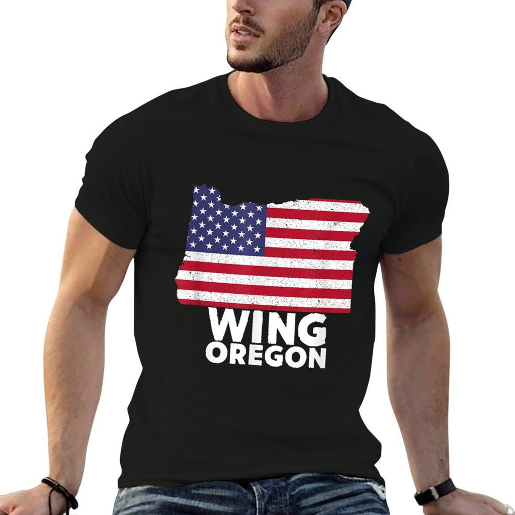 Distressed Patriotic USA Wing, Oregon  Eco-friendly Material T-Shirt