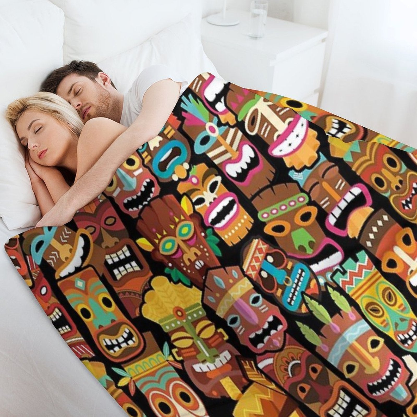Tiki Pattern Anti-pilling Throw Blanket