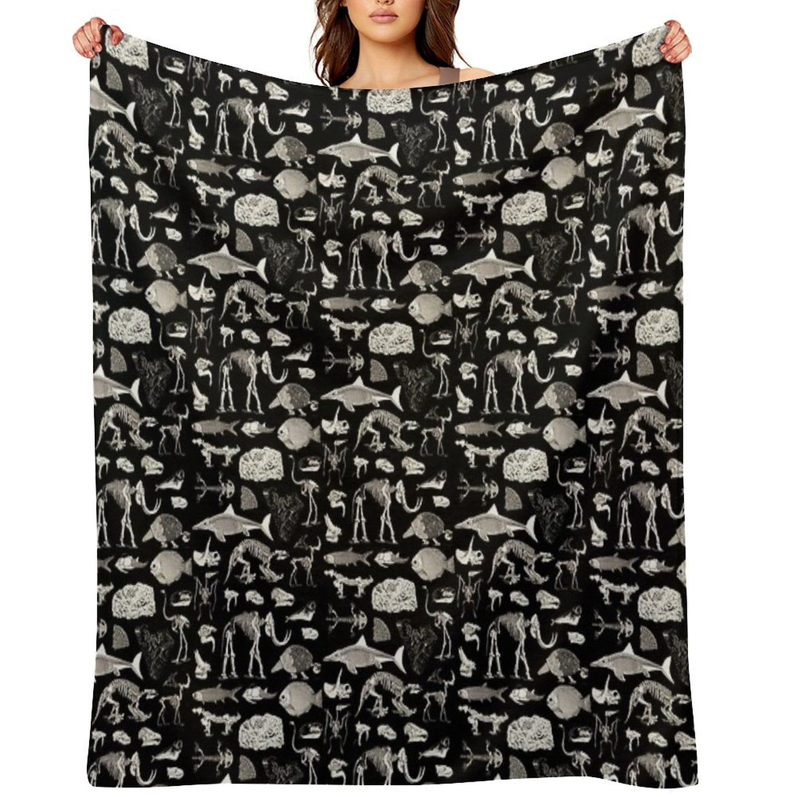 Paleontology Illustration Durable Throw Blanket