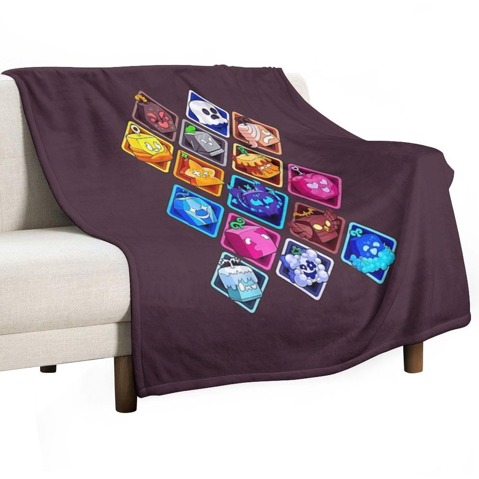 Funny Blox Fruit Game Characters Shrink-resistant Throw Blanket