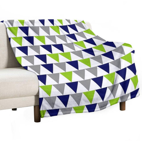 Arrows Lime Green,  Bright Navy Blue, Grey, And White Geometric Pattern Durable Throw Blanket
