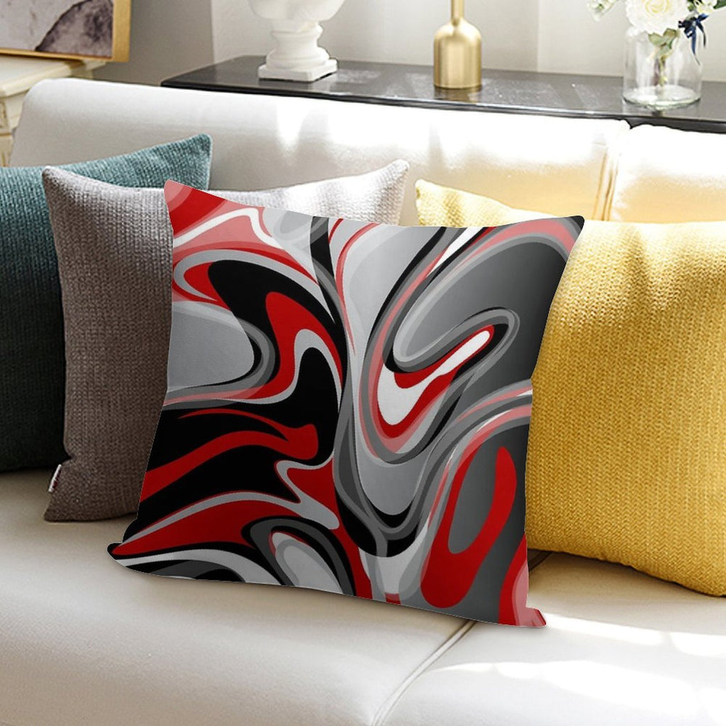 Liquify - Red, Gray, Black, White Soft Short Plush Fabric Throw Pillow