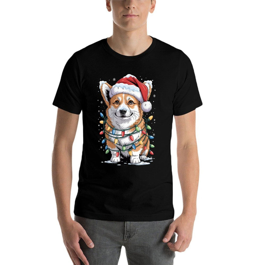 Cute Corgi Christmas Tree Santa Lights Dog Xmas Corgi  Lightweight T-Shirt