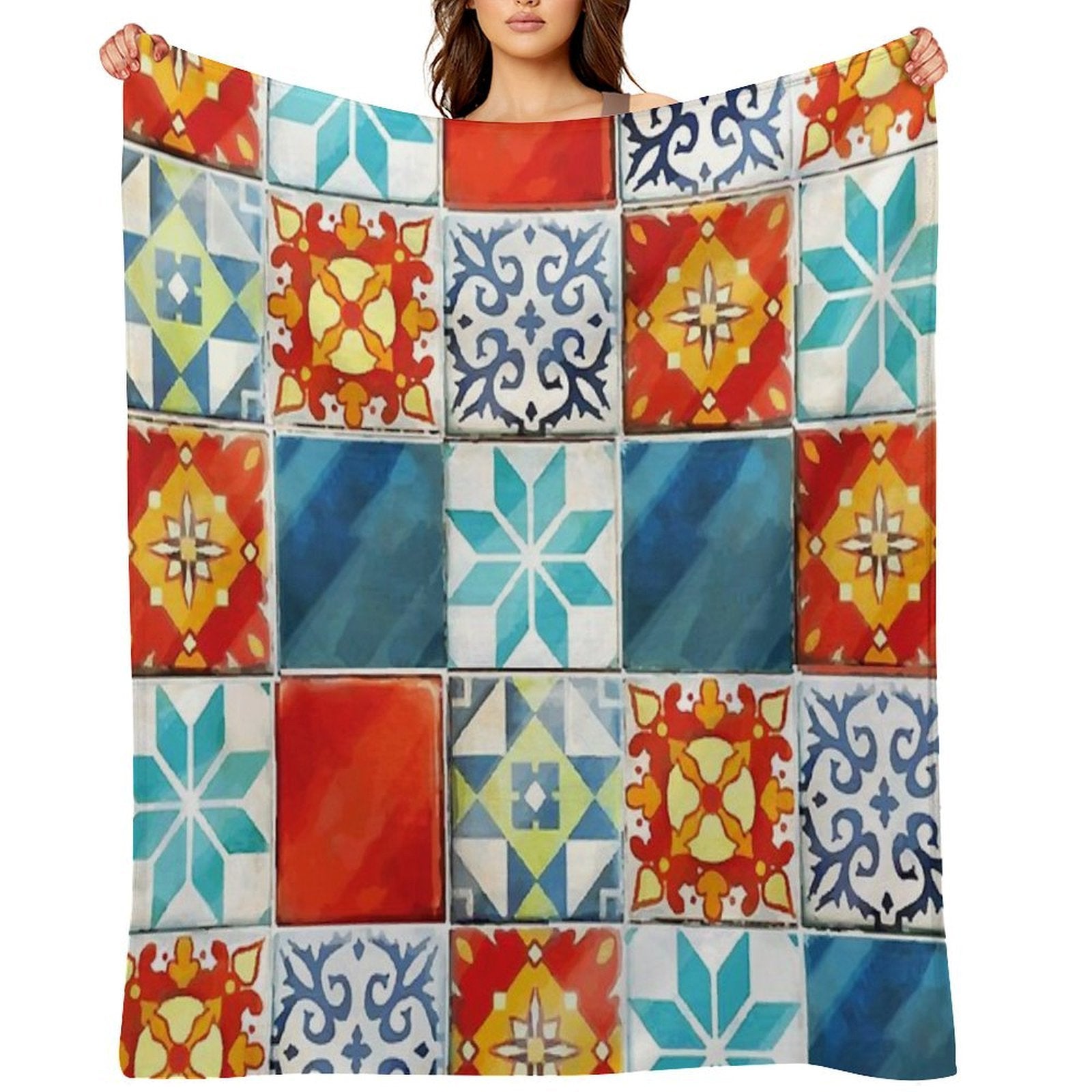 Colorful Azulejos Tiles from Azul Board Game Premium Throw Blanket