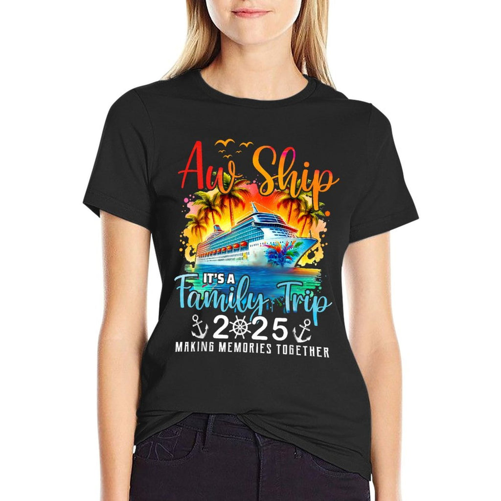 Aw Ship It’s A Family Trip 2025 Cruise Family Watercolor  Affordable Price T-Shirt
