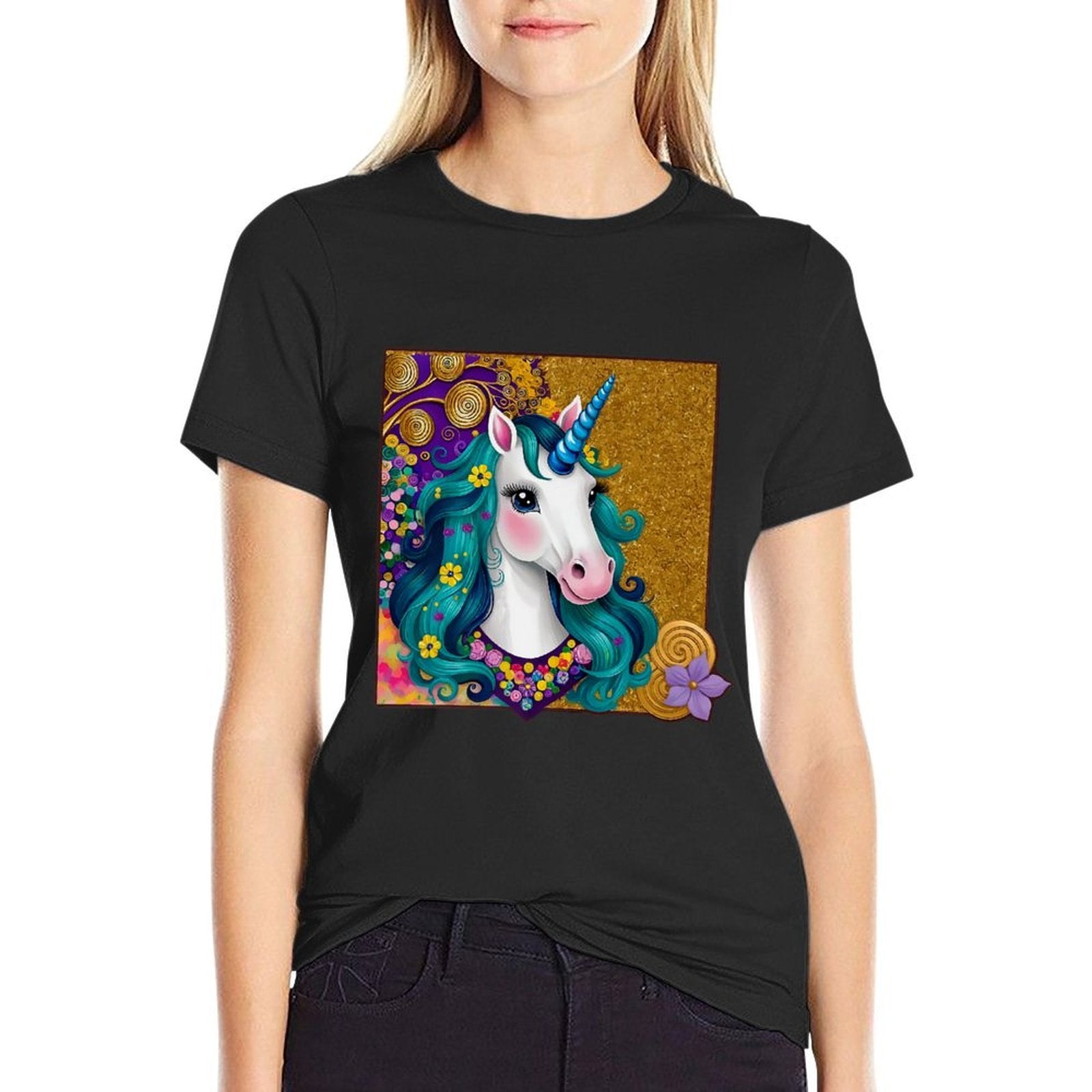 Unicorn Portrait with Vibrant Artistic Elements 1 - Fan Fun Premium  Graphic-printed T-Shirt