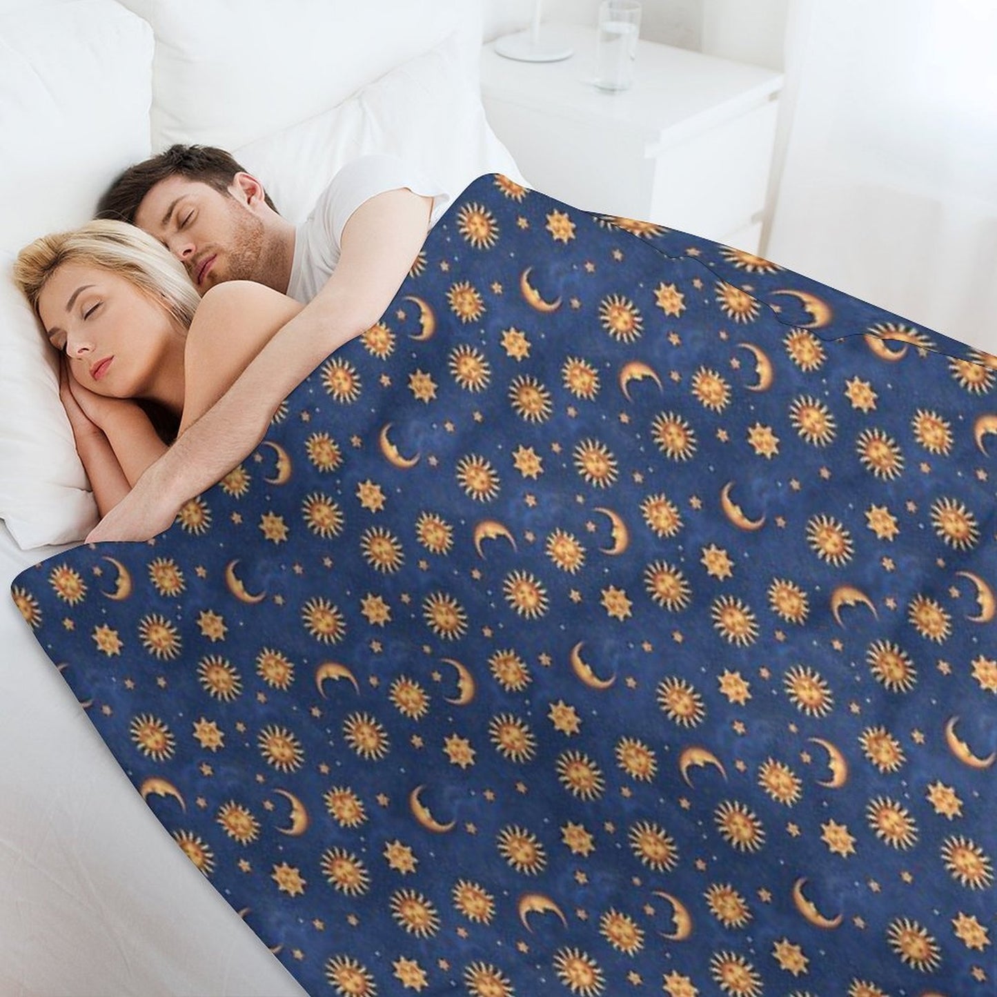 Retro Suns & Moons Machine-washable Throw Blanket