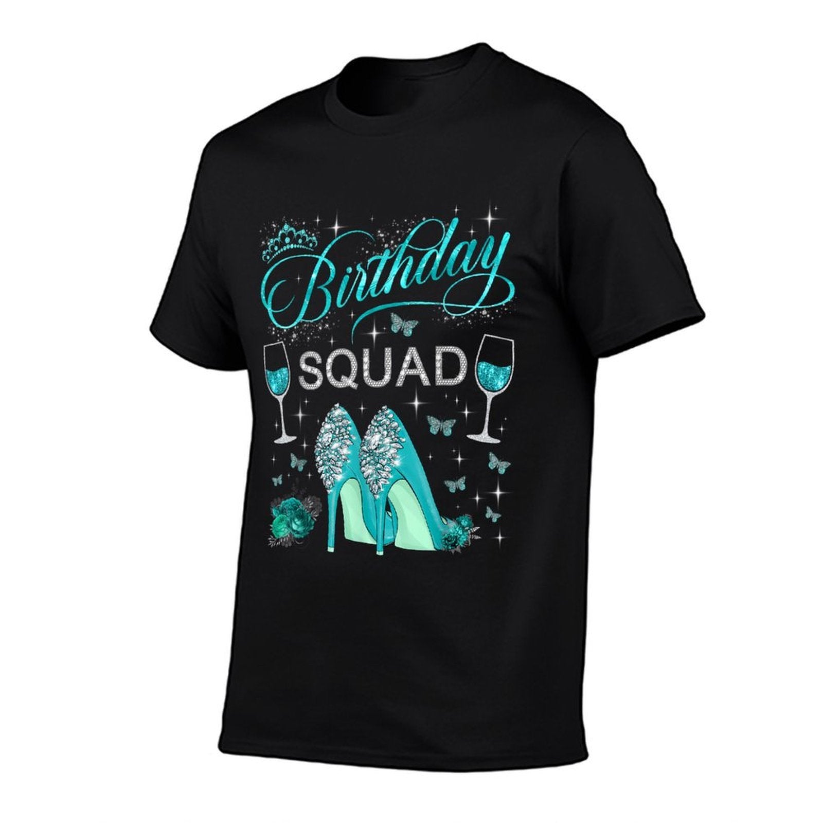 Birthday Squad Diva Squad High Heels Butterflies Women Girls  Fade-proof Color T-Shirt