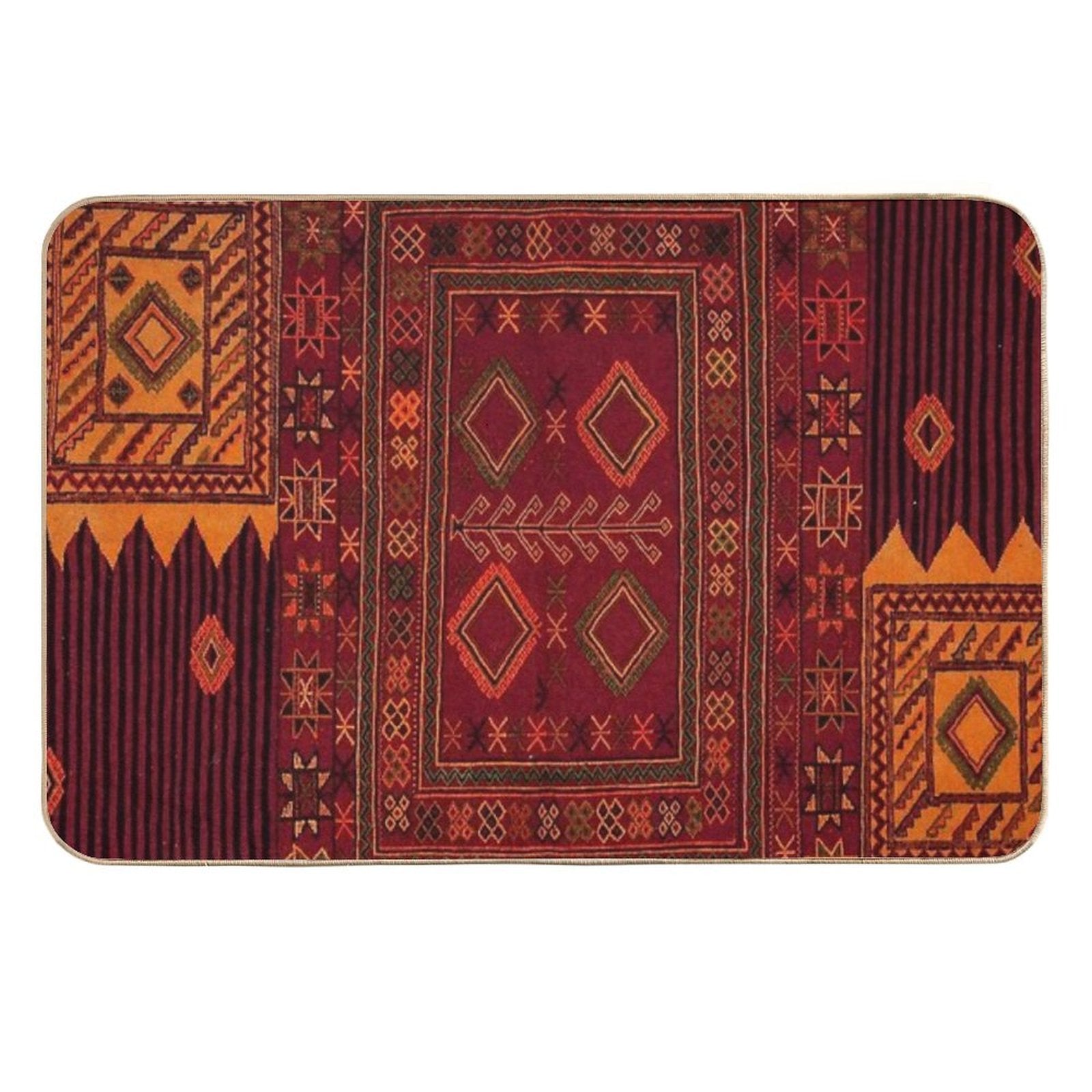 Traditional Moroccan Artwork Design  Non-Slip Bath Mat