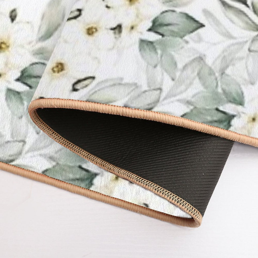Green Leaves And Flower Blossom Pattern  Dirt-Trapping Bath Mat