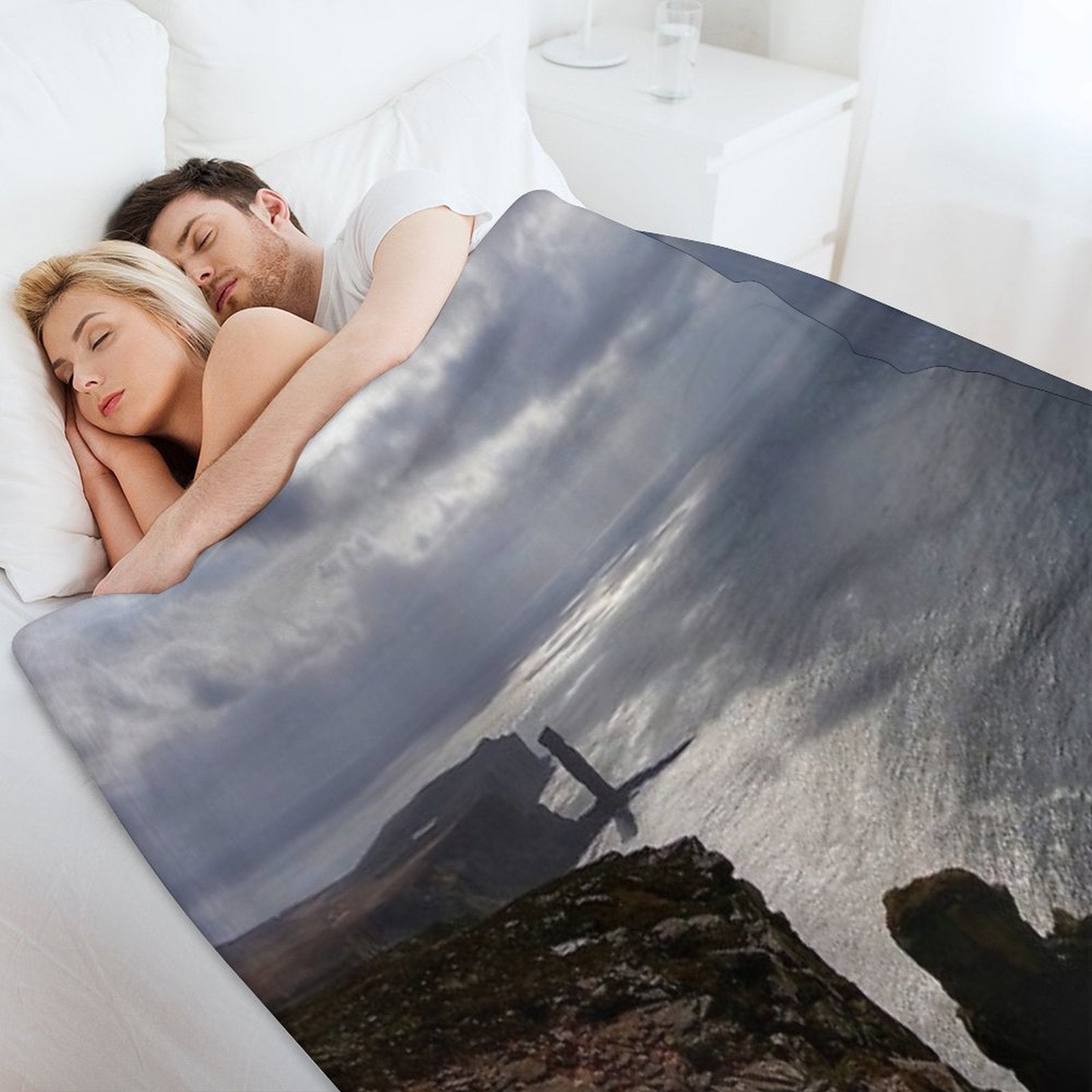 The Iconic Old Man of Hoy in Orkney Eco-conscious Throw Blanket