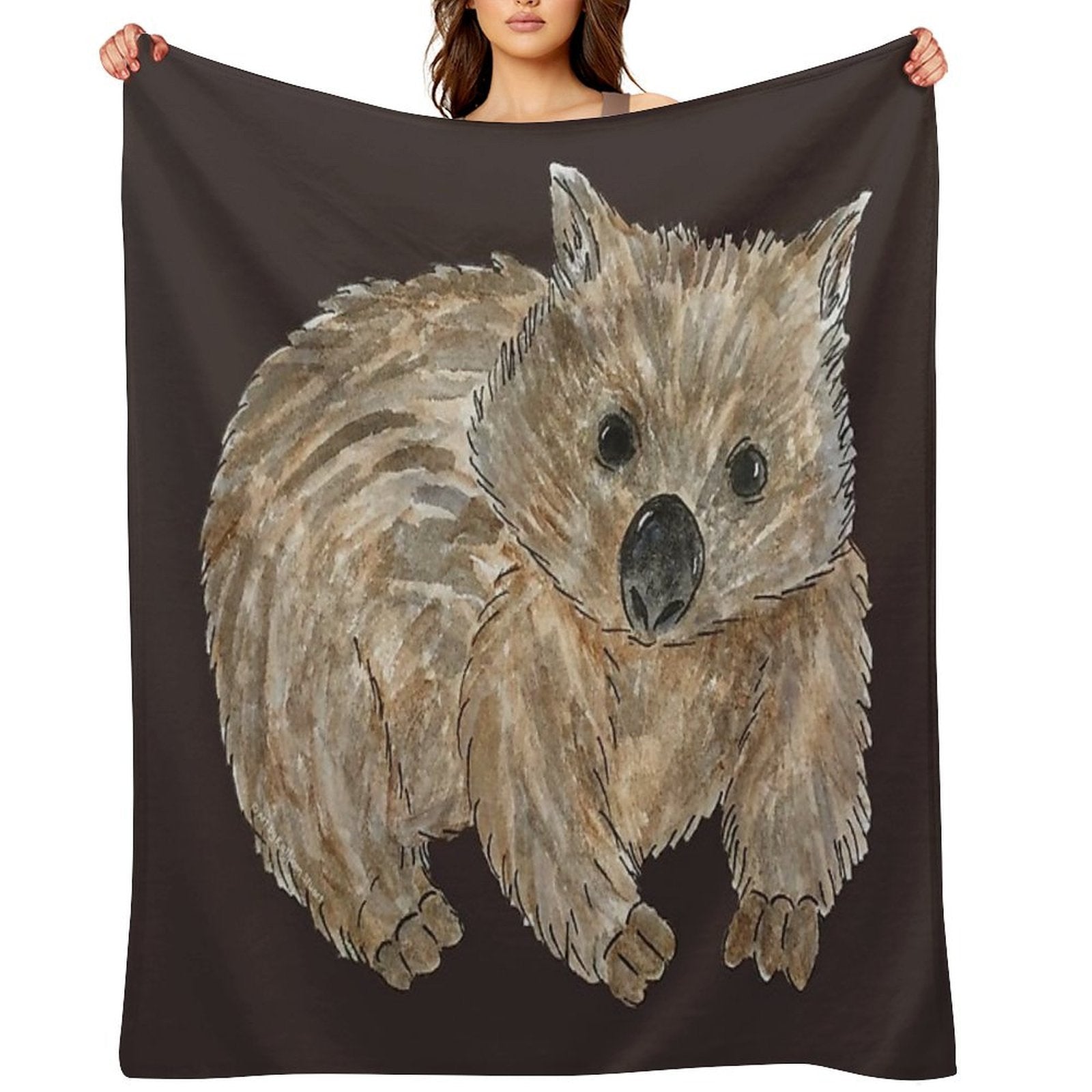 Wombat - Australian Animal Painting Shrink-resistant Throw Blanket