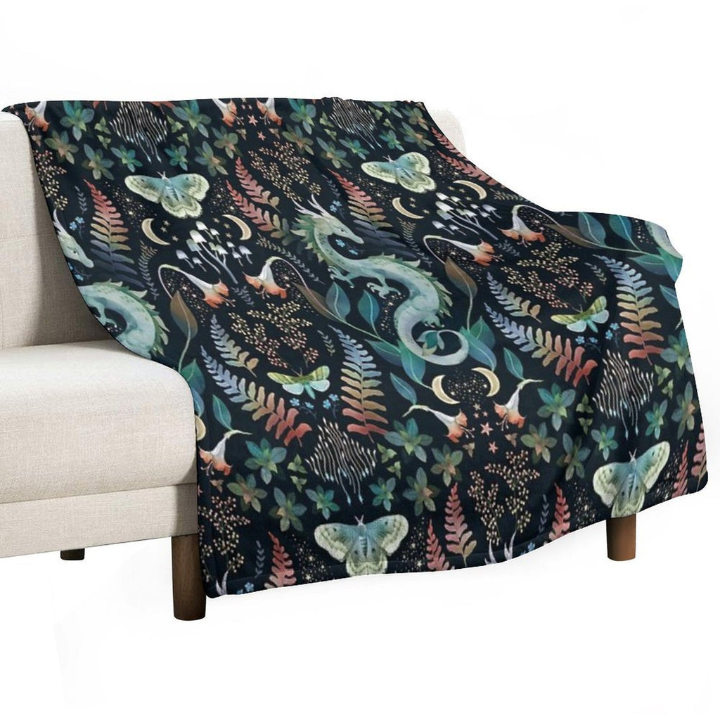 Mystic Woodland Dragon Autumn Wrinkle-free Throw Blanket