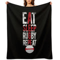 Eat Sleep Rugby Repeat England Rugby Quick-dry Throw Blanket