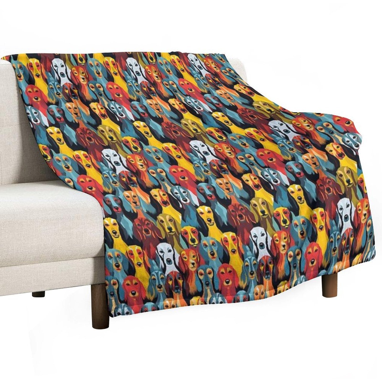 Dachshund in Geometric Camouflage Pattern Lightweight Throw Blanket