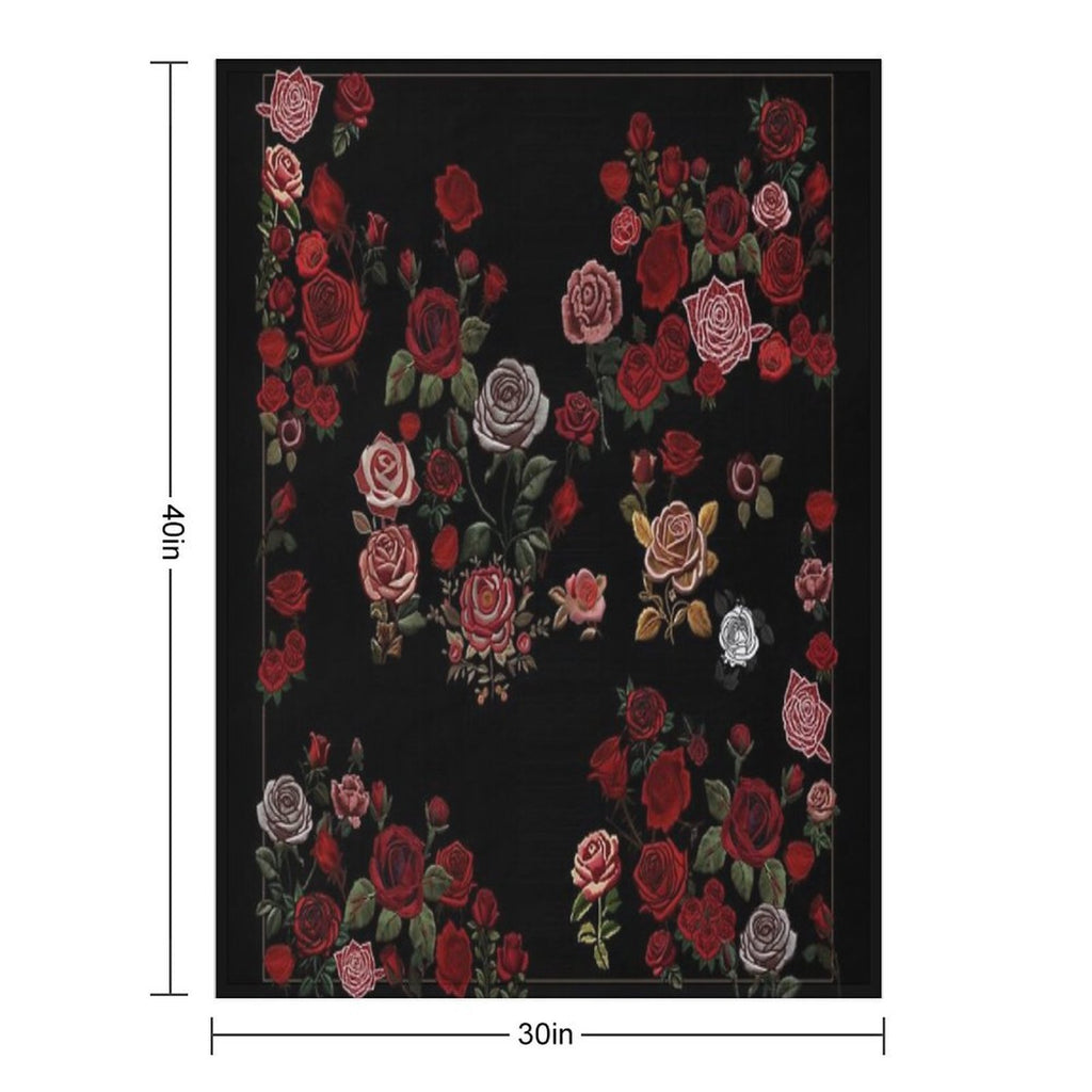 Rose Garden (Black) Sustainable Throw Blanket