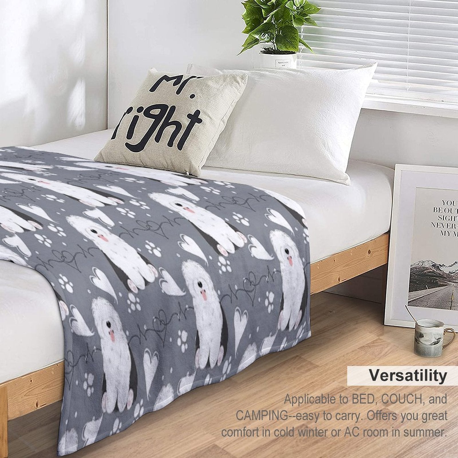 LOVE Old English Sheepdog - Black And White 1 Velvety-soft Throw Blanket