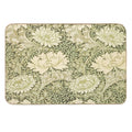 William Morris Vintage Green And White Chrysanthemum Floral Pattern  Non-Slip Bath Mat