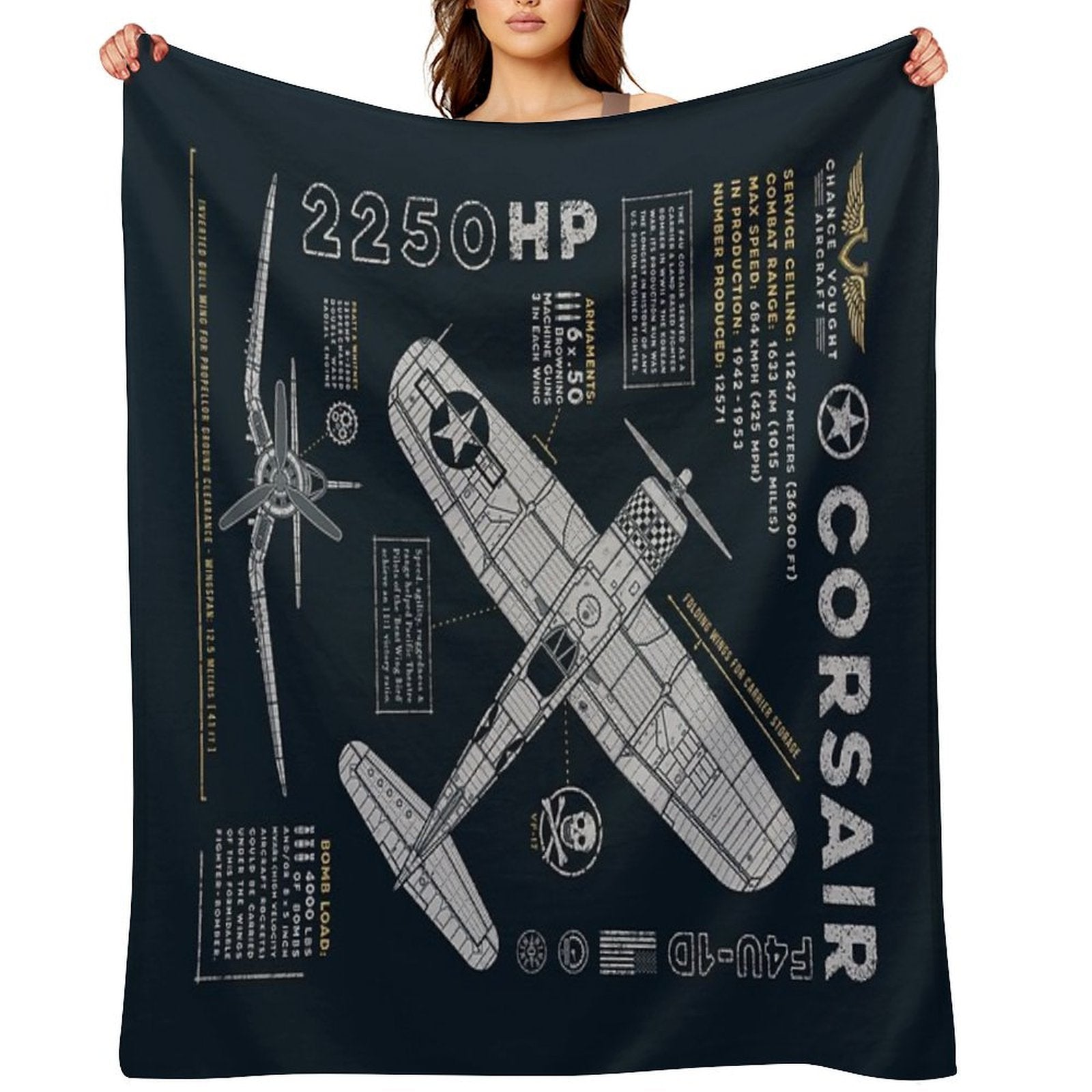 F4U Corsair Easy Care Throw Blanket