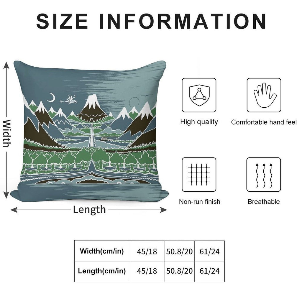 Midnight Forest Mountain Path in The Style of J.R.R.Tolkien Soft Durable Construction Throw Pillow