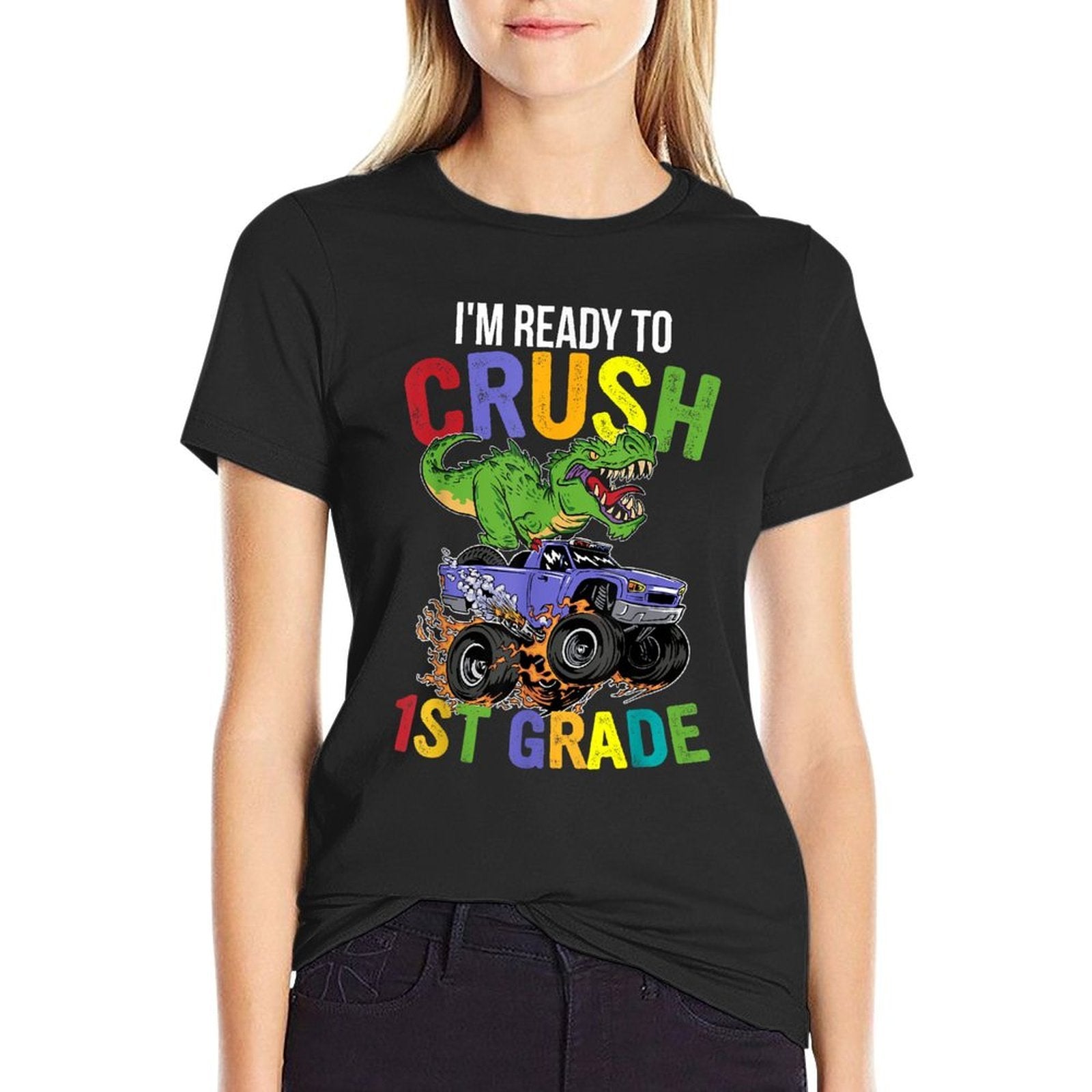 Im Ready To Crush 1st Grade Monster Truck Dinosaur Boys  Odor-resistant T-Shirt