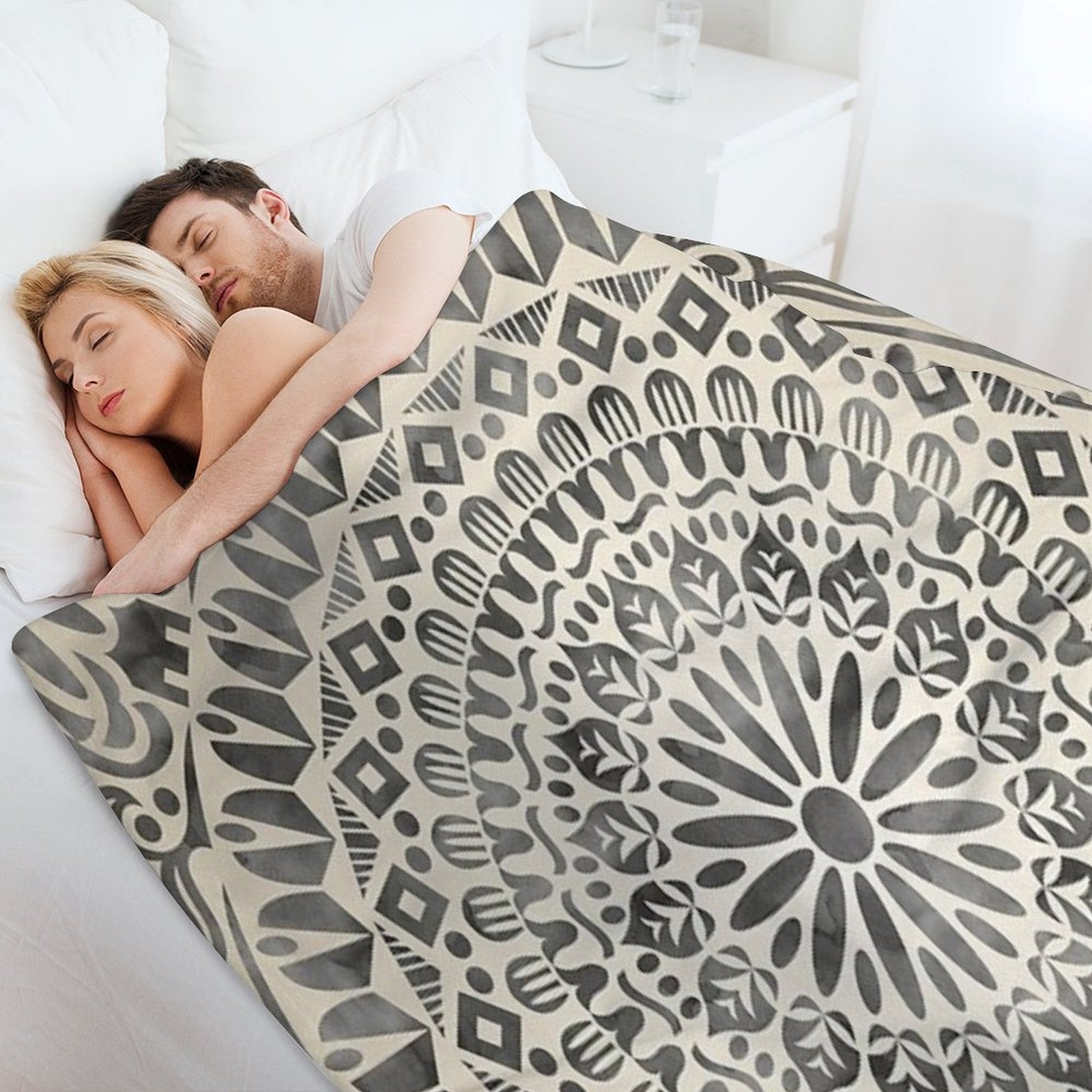 Watercolor Mandala Mandala13w Easy Care Throw Blanket