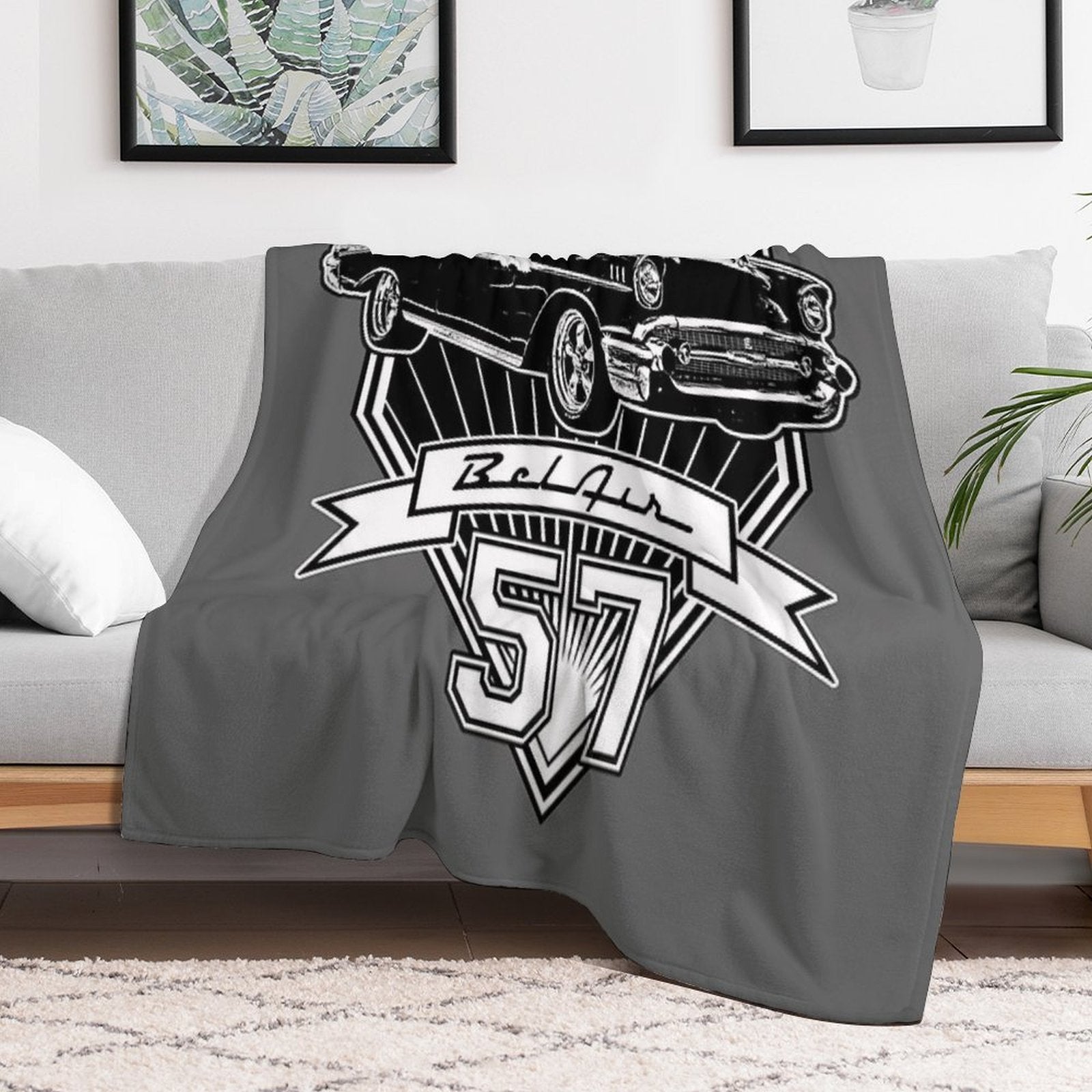 57 Chevy Belair Easy Care Throw Blanket